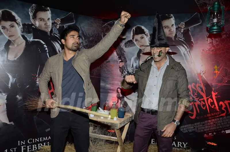Creative Head of Entertainment Colosceum Rajiv Lakshman with bollywood actor Rannvijay Singh at the screening of 3D film Hansel and Gretel in PVR Juhu, Mumbai on Wednesday, January 30th, evening.