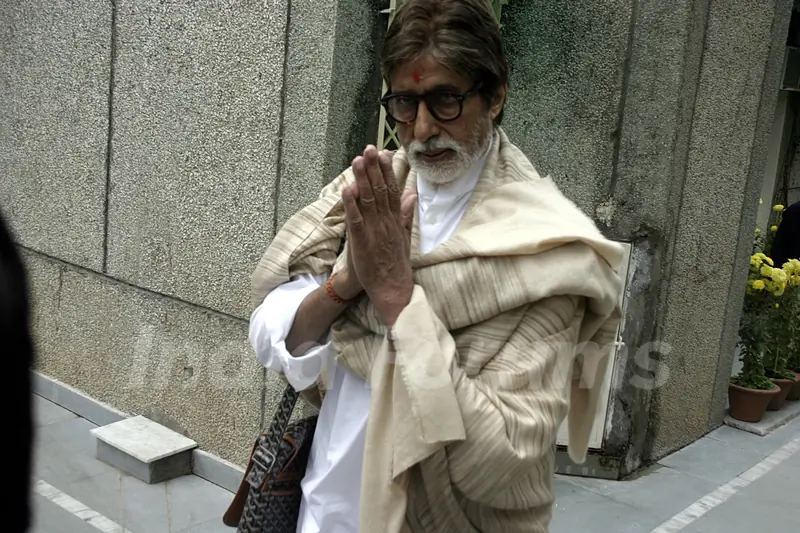 Bollywood actor Amitabh Bachchan, Abhishek Bachchan and Aishwarya Rai Bachchan with their daughter in Bhopal on Feb. 14.