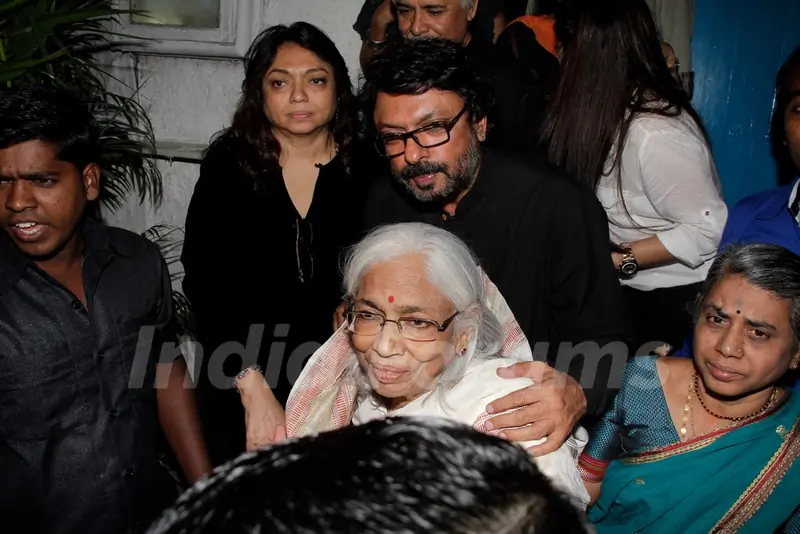 Sanjay Leela Bhansali with sister Bela Sehgal and mother Leela Bhansali at his Birthday party
