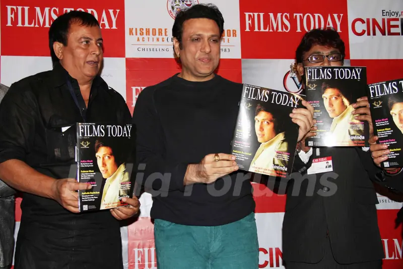 Bollywood actor Govinda with Rajesh Shrivastava, CMD, Films Today, filmmaker Raju Kariya during the launch of the 7th anniversary issue of 'Films Today' magazine in Mumbai.