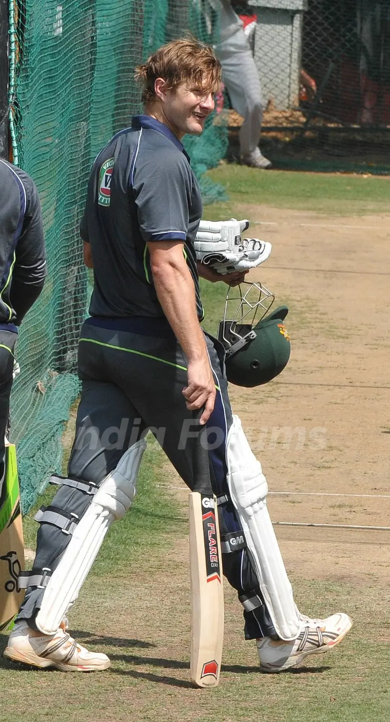 Australian cricket team at a practice session before the second cricket Test match in Hyderabad on March 1, 2013.