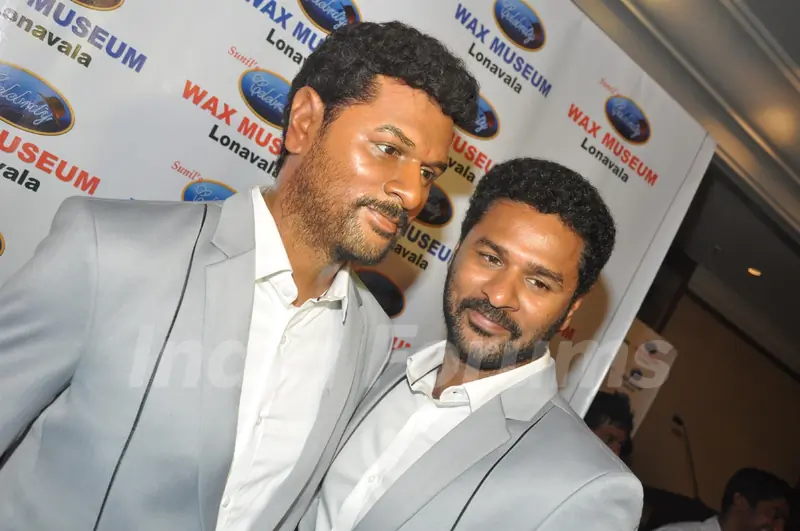 Prabhu Deva with his wax statue at Sunil's Celebrity Wax Museum