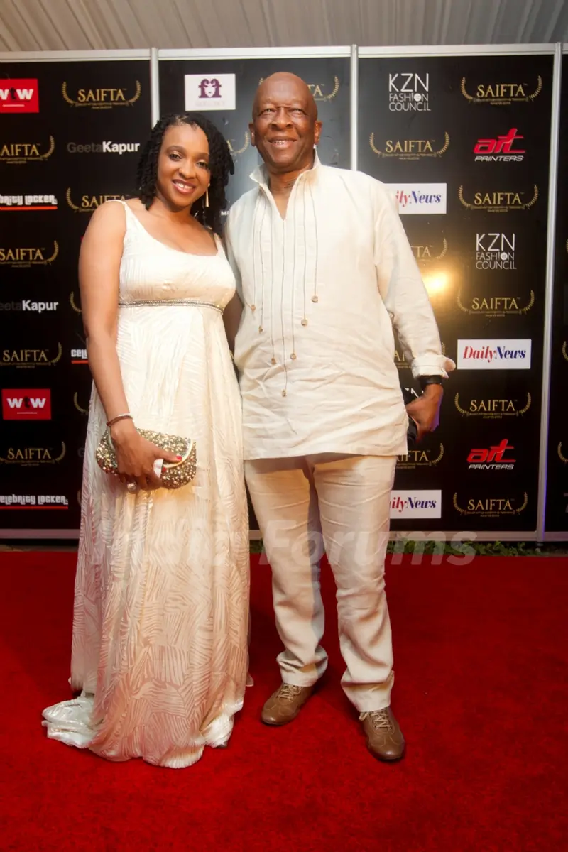 Mr Welcome Msomi, Jury member SAIFTA with his Wife at the red carpet of SAIFTA