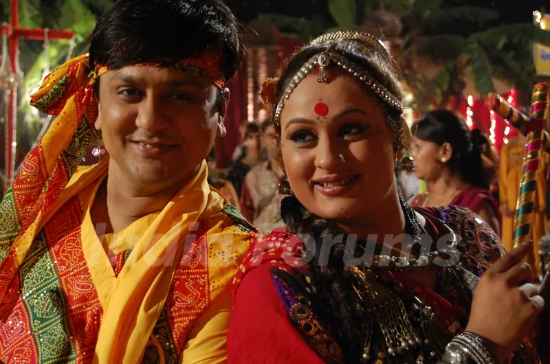 Sannat and Parul playing Dandiya