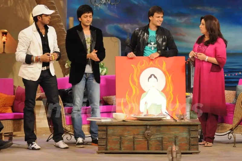 Vivek,Ritesh and Sreesanth with Farah