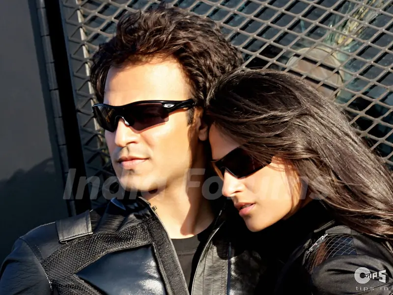 Vivek Oberoi and Aruna Shields in full black