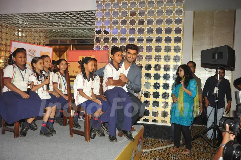 Arjun Kapoor joins the children at a P&G Shiksha event