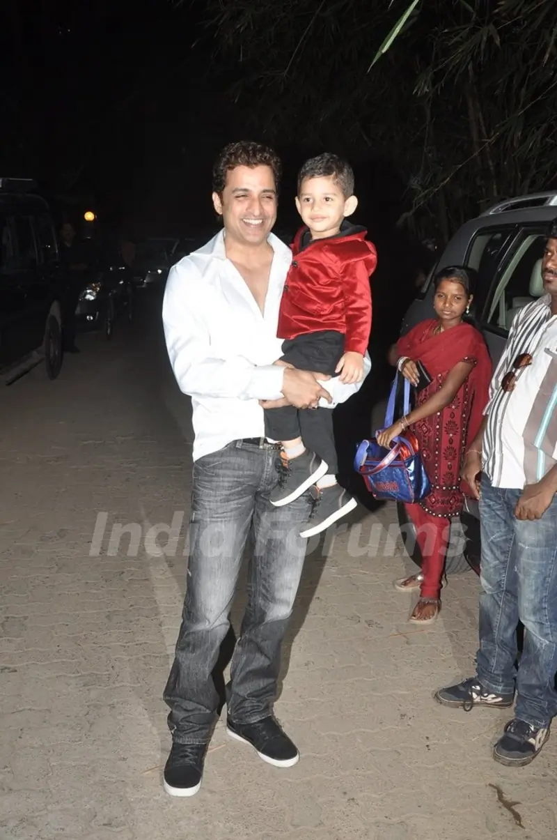Ganesh Hegde with his son at Shilpa Shetty's Birthday Bash for her Son