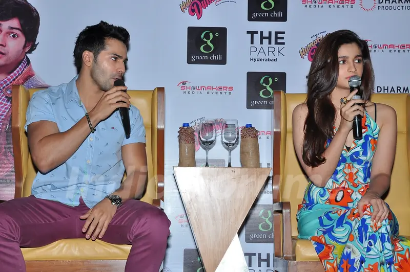 Varun Dhawan and Alia Bhatt addressing the Press