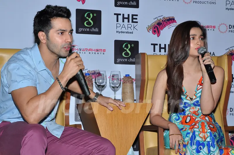 Varun Dhawan and Alia Bhatt answering the Press