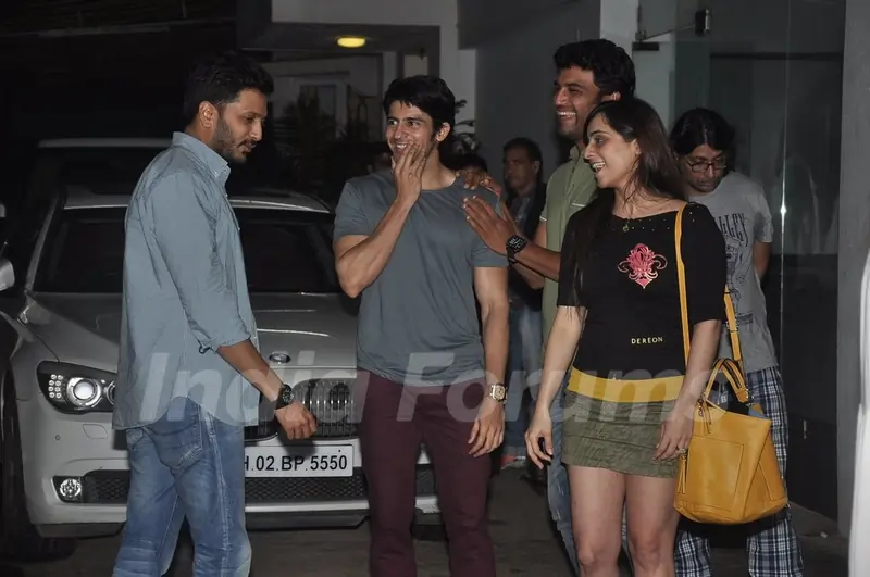 Riteish chats with friends at the Screening of Lai Bhari