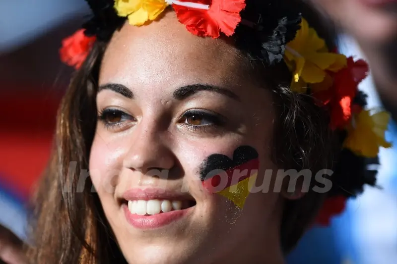 A fan paints the German flag on face