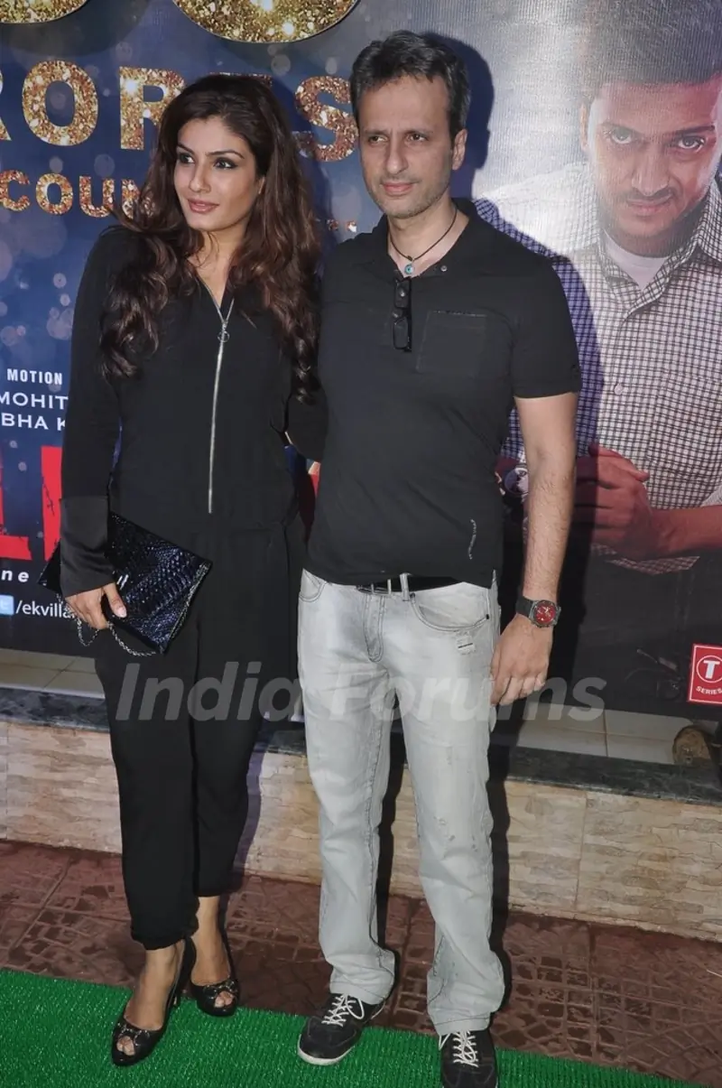 Raveena Tandon along with husband Anil Thadani at the Success Bash of Ek Villain