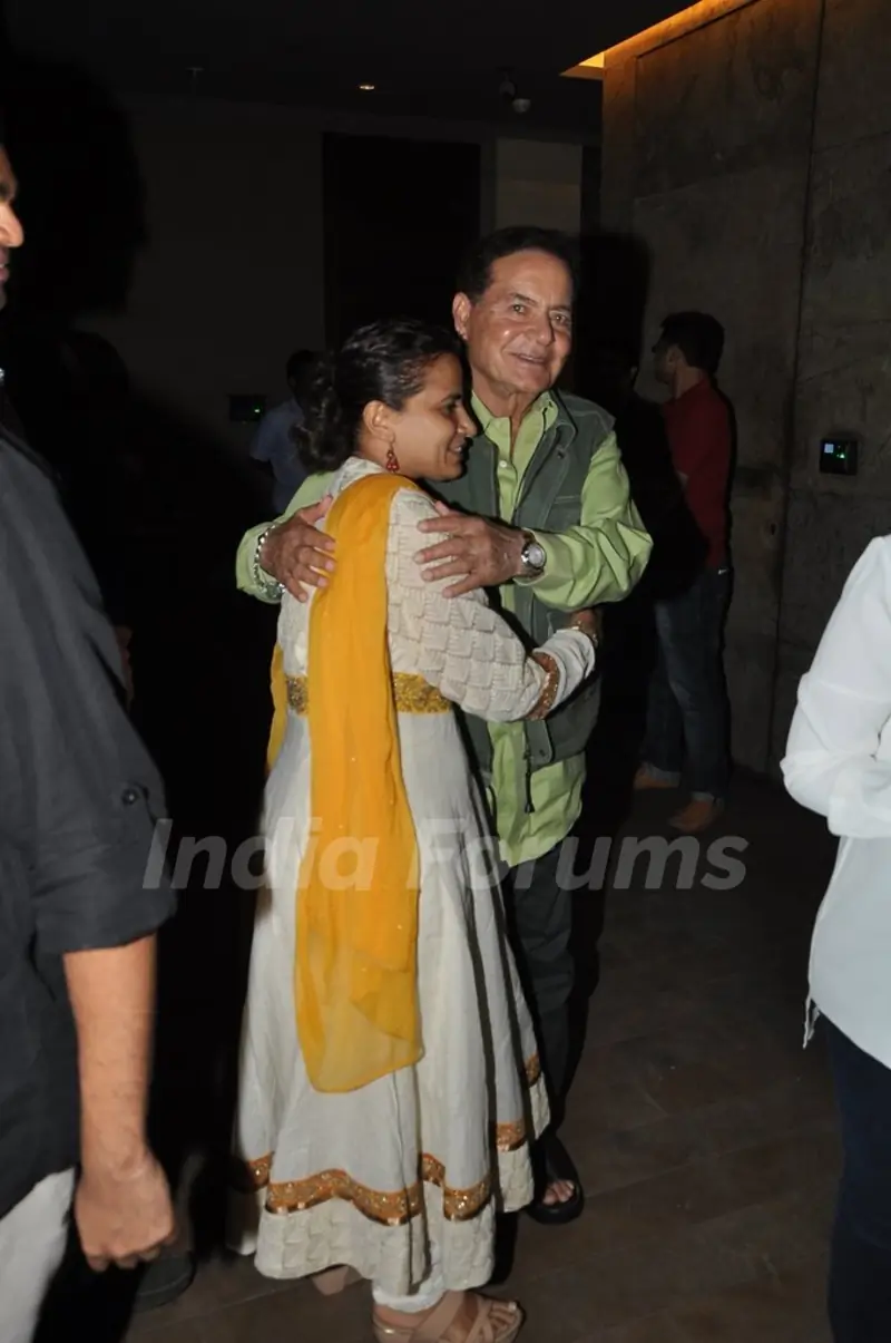 Salim Khan was seen hugging a guest at Lightbox