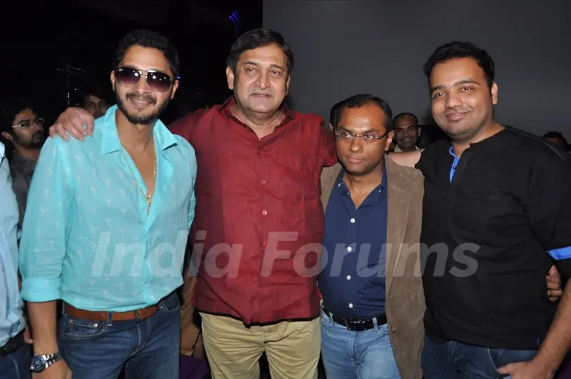 Shreyas Talpade and Mahesh Manjrekar pose for the media at the First Look Launch of Baji