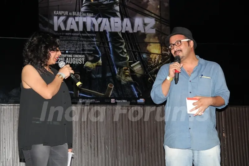 Devanshu Kumar interacts with the host at the Song Launch of Katiyabaaz