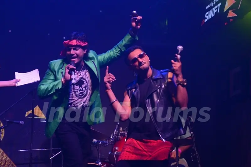 Mohan and Honey Singh Shake-a-leg during the Launch of India's Raw Star