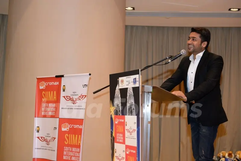 Surya addresses the SIIMA Press Meet at Malaysia