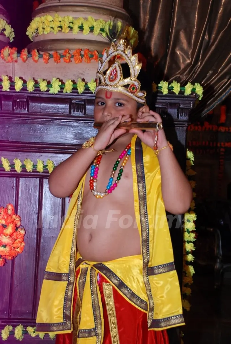 Divyam Dama dressed as Lord Krishna at Tumhari Paakhi's 200 Episodes Celebration
