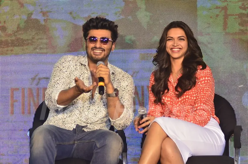 Arjun Kapoor and Deepika Padukone address the media at the Song Launch of Finding Fanny
