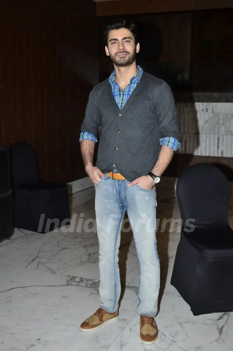 Fawad Khan poses for the media at the Promotions of Khoobsurat