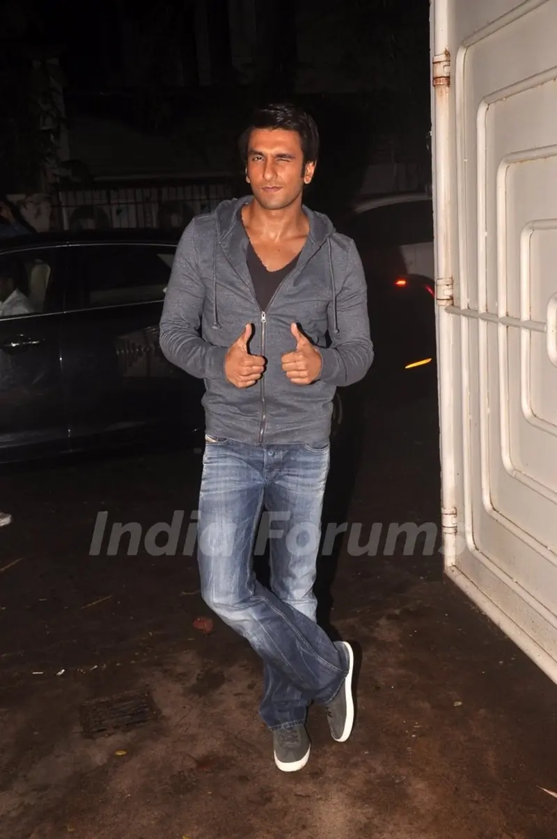 Ranveer Singh poses for the media at the Screening of Finding Fanny