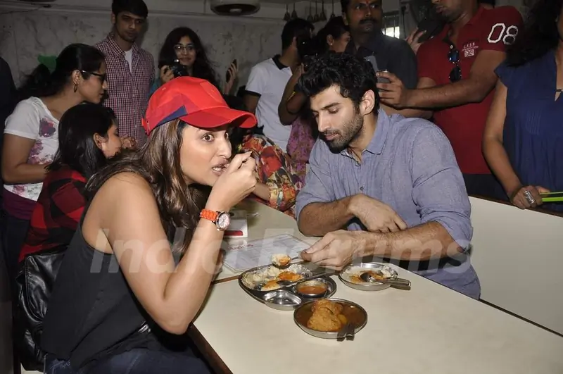 Parineeti and Aditya enjoy their meal at the Flag Off of the Daawat-E-Ishq Food Yatra