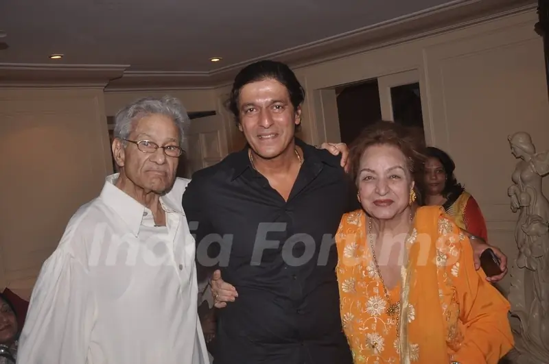 Chunky Pandey poses with Rajkumar Kohli and Nishi at the Birthday Bash