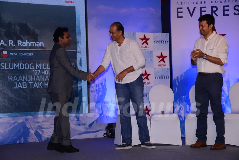 Ashutosh Gowariker, A.R. Rahman and Gaurav Banerjee at the Poster Launch of 'EVEREST'