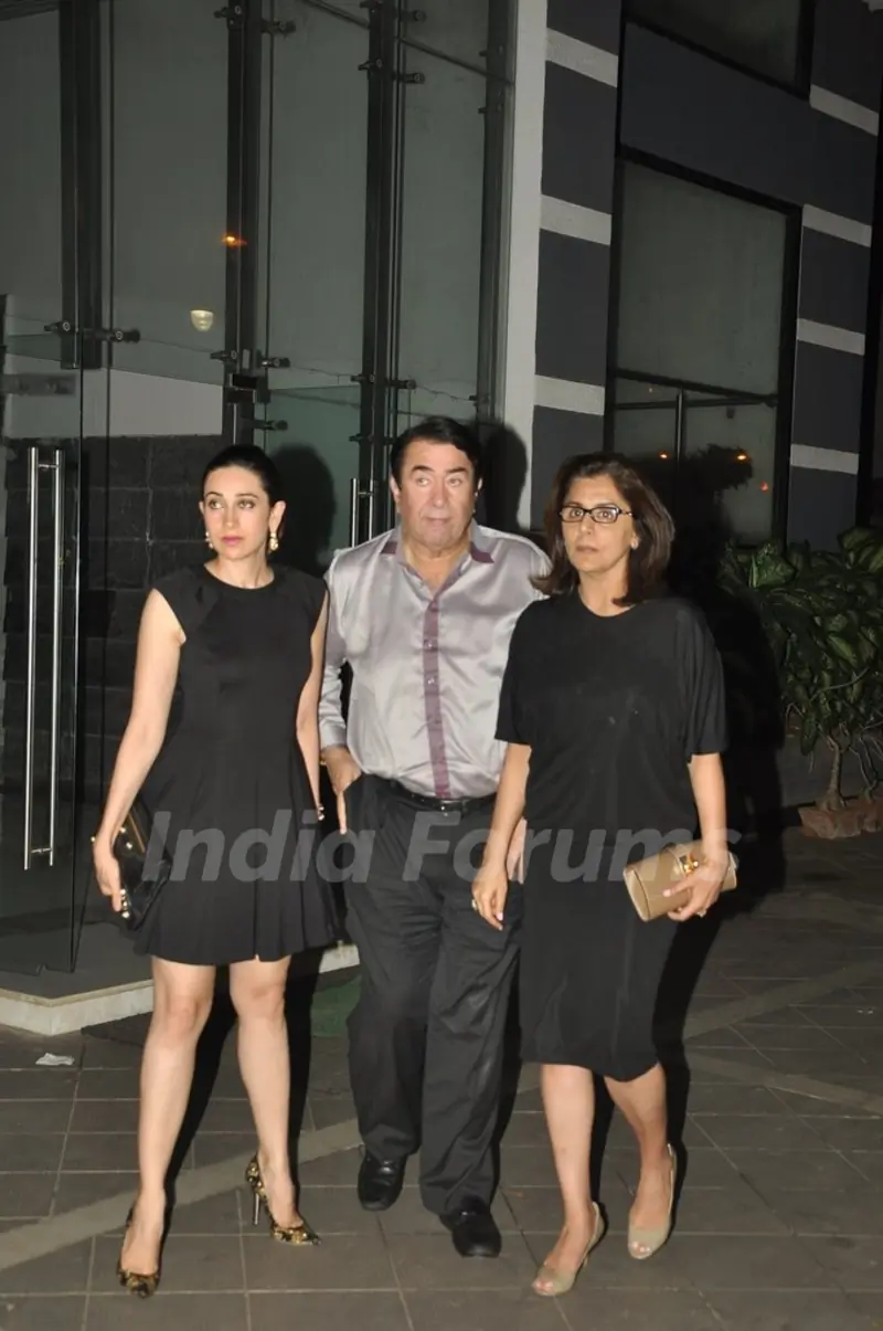 Karisma Kapoor snapped with Randhir Kapoor and Neetu Singh at the bash