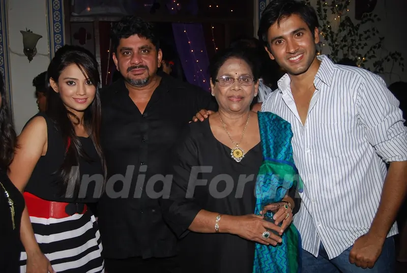 Rajan Shahi poses with Mishkat Varma and Adaa Khan on the set of Itti Si Kushi