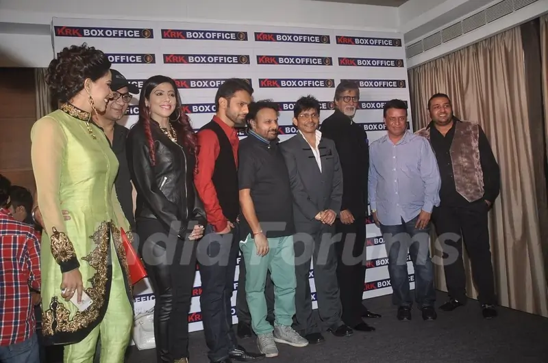 Celebs pose with Amitabh Bachchan at the Launch of KKR's Box Office Website