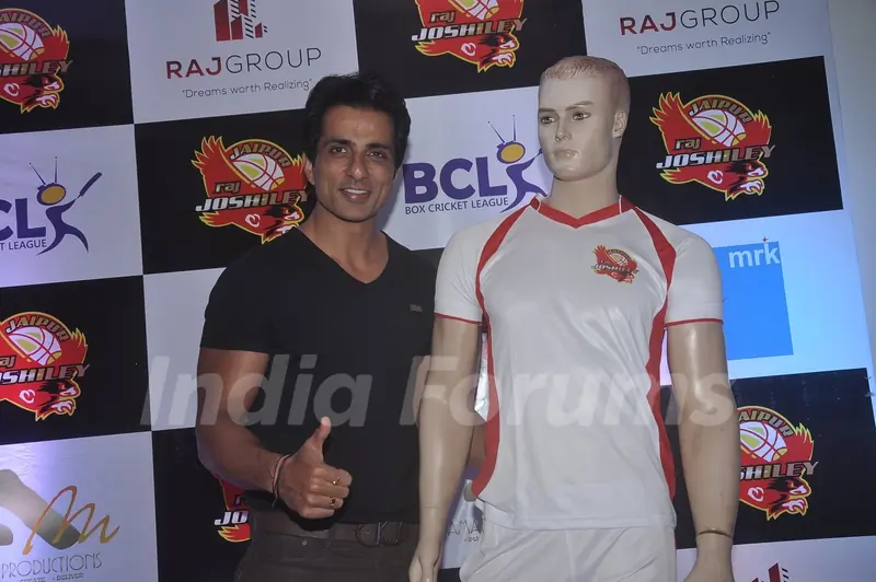 Sonu Sood poses for the media at the Jersey Launch of BCL Team Jaipur Raj Joshiley