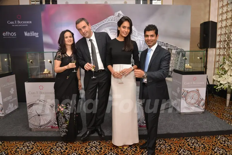 Lisa Haydon poses with guests at the Launch of Carl F. Bucherer's Pathos Collection in India