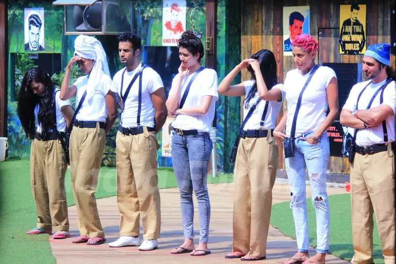 Contestants during the Inquilab Zindabad on Bigg Boss 8