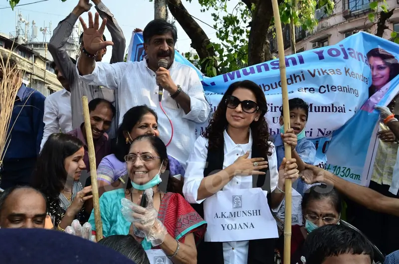 Juhi Chawla was snapped at a Cleanliness Drive