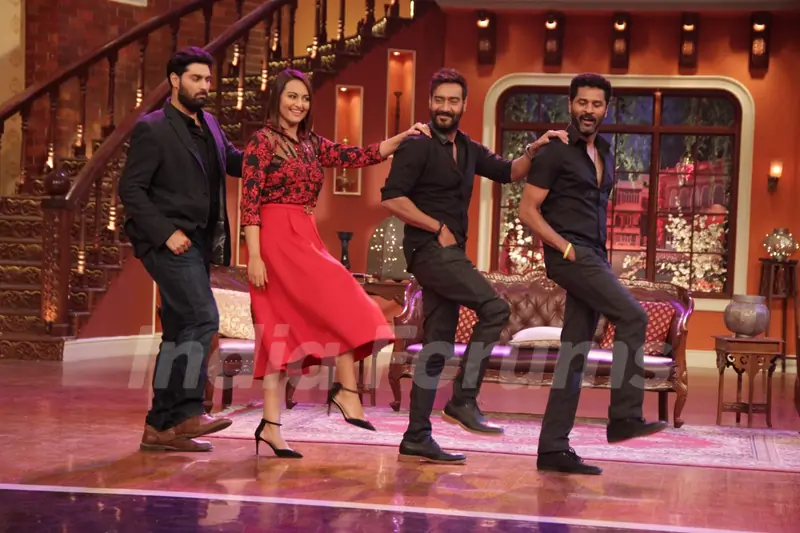 The cast of Action Jackson on Comedy Nights with Kapil