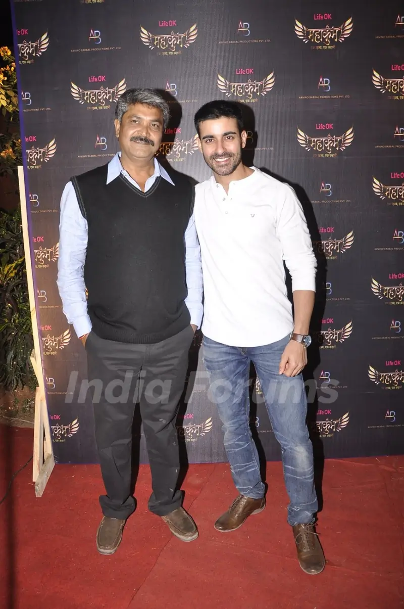 Gautam Rode poses with a friend at the Launch of Mahakumbh