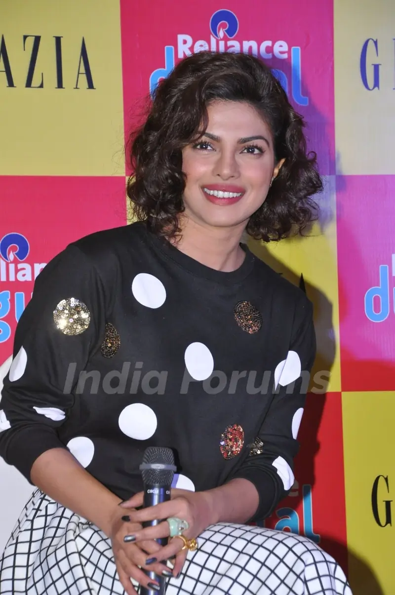 Priyanka Chopra smiles for the camera at the Launch of Grazia's New Issue