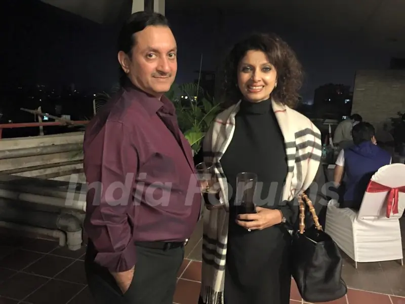 Varsha Usgaonkar poses with husband Ajay Shankar at Sandip Soparkar's New Year Bash