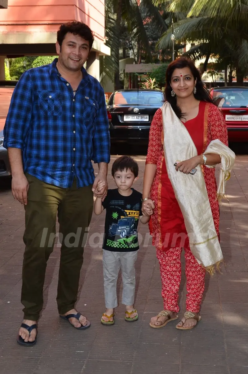 Rajesh Kumar with his family at Anurag Basu's Saraswati Pooja