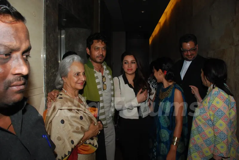 Irrfan Khan and Tisca Chopra pose with Waheeda Rehman at the Special Screening of Qissa
