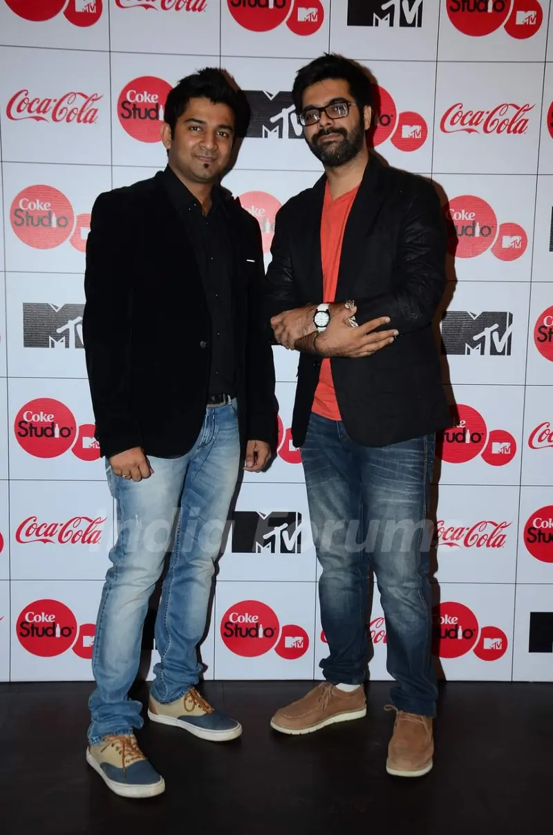 Sachin-Jigar pose for the media at the Launch of MTV Coke Studio
