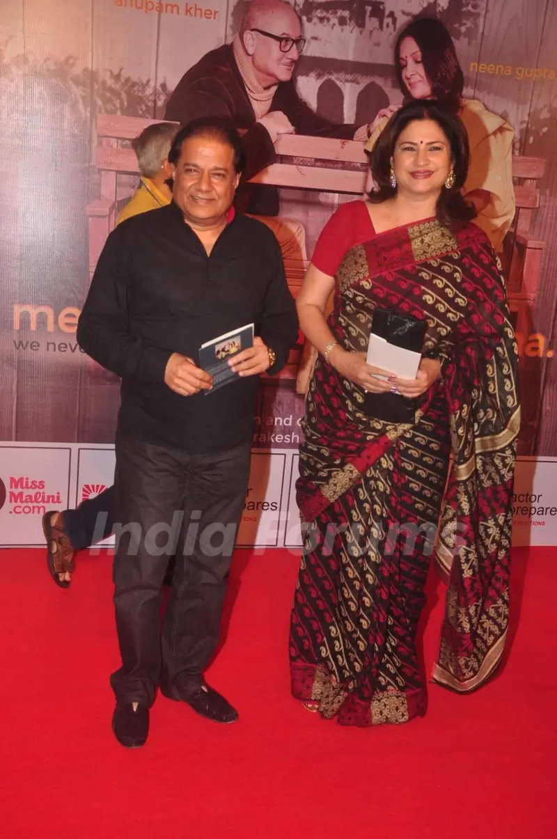 Anup Jalota and Kunickaa Lall pose for the media at the Premier of the Play Mera Woh Matlab Nahi Tha