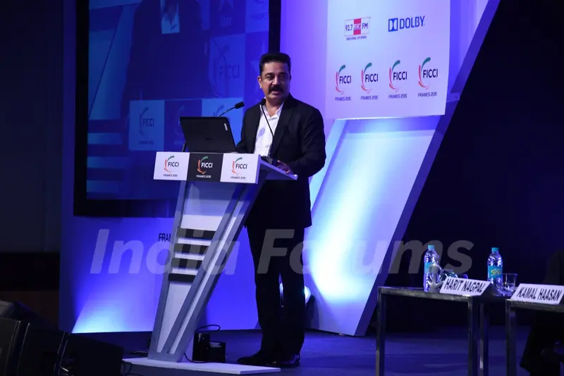 Kamal Haasan interacts with the audience at FICCI Frames 2015 Inaugural Session