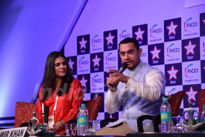 Aamir Khan interacts with the audience at FICCI Frames 2015 Inaugural Session