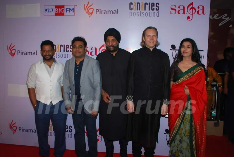 A. R . Rahman and Resul pookutty poses with others at Saga Launch