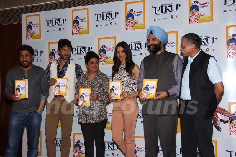Shoojit Sircar, Irrfan Khan and Deepika Padukone at Amul Book Launch