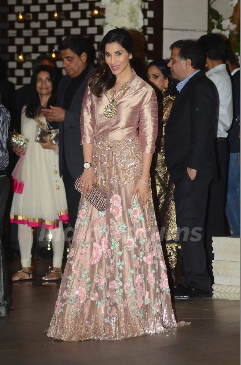 Sophie Choudry poses for the media at Mukesh and Nita Ambani's Bash