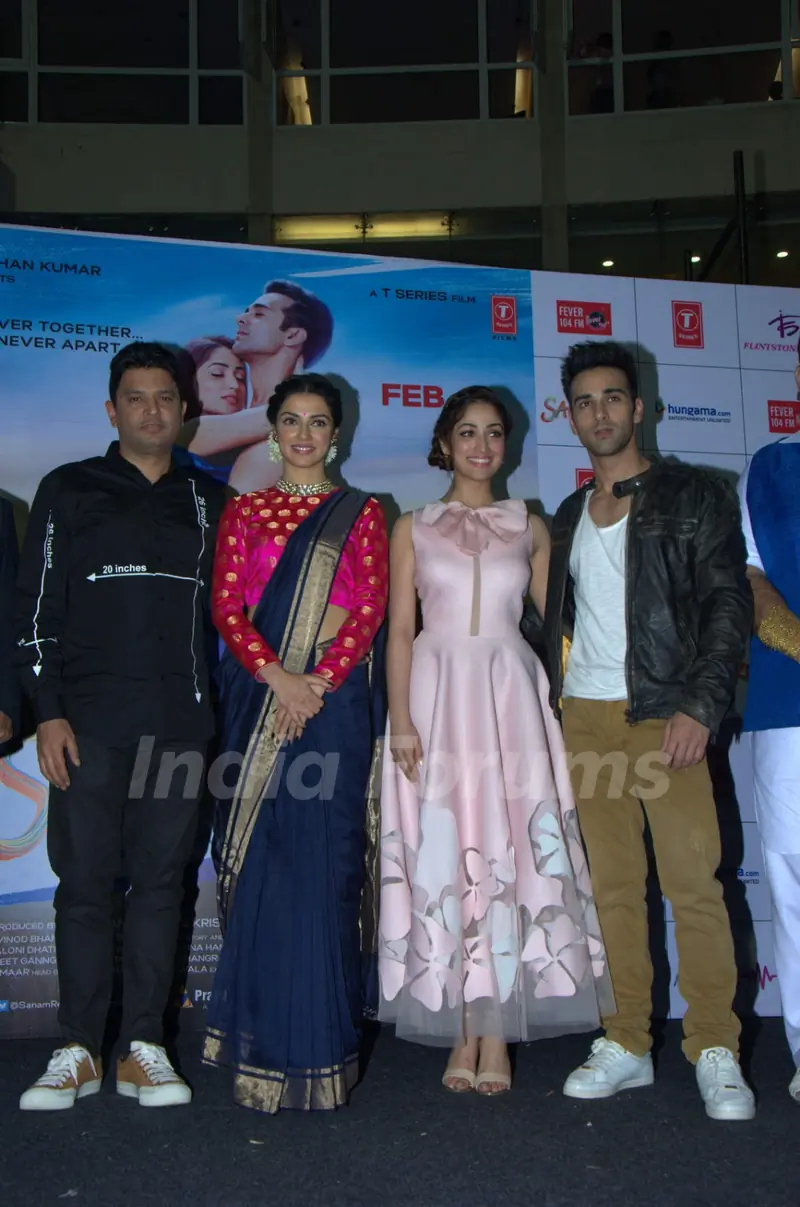 Bhushan Kumar, Divya Khosla, Yami Gautam and Pulkit Samrat at Song Launch of 'Sanam Re'